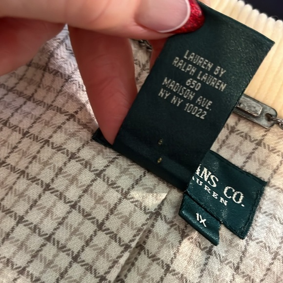 Lauren Jeans Co Corduroy Blazer Leather Elbow Patches Size 1X Cream Pockets - Picture 11 of 13